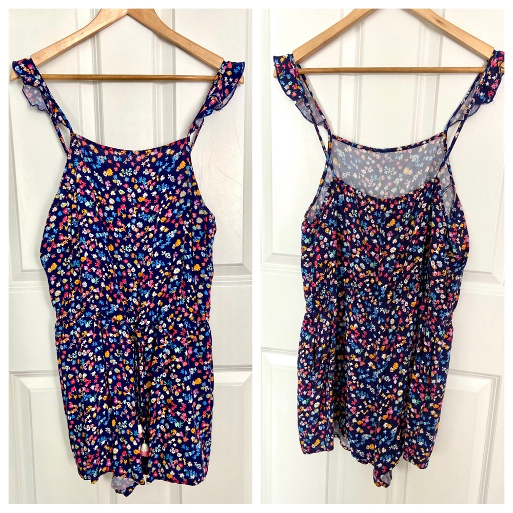NWOT Vera Bradley Blue Floral Print Romper with Tassels Size Large